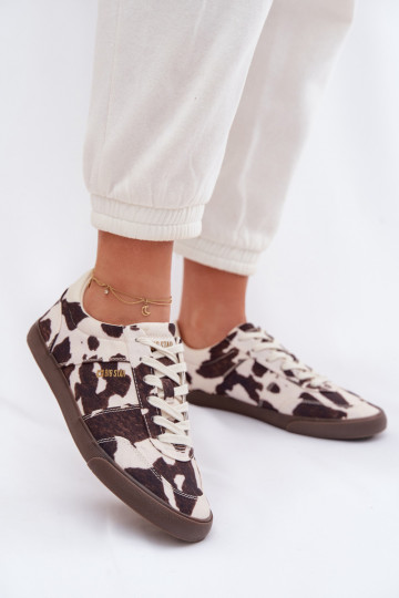 Zapatillas modelo zapatos. Femenino EN Łaty Big Star TT274369 Blanco-color marrón 2