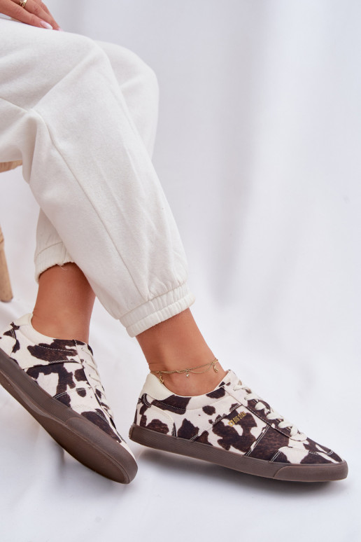 Zapatillas modelo zapatos. Femenino EN Łaty Big Star TT274369 Blanco-color marrón