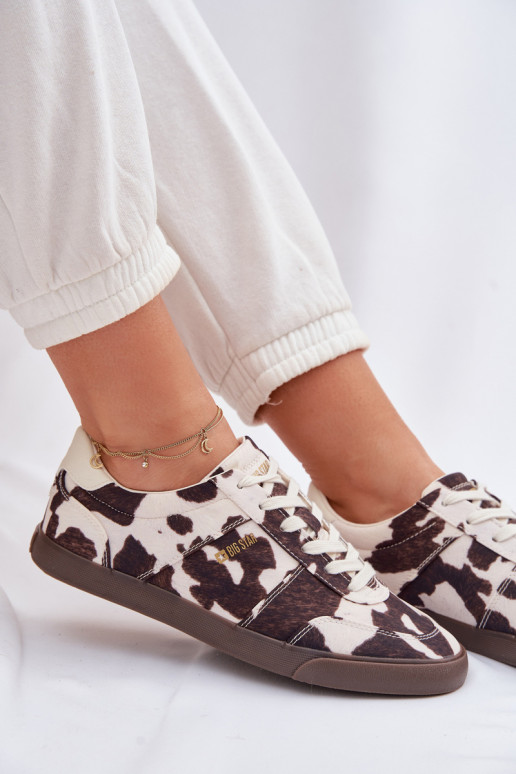 Zapatillas modelo zapatos. Femenino EN Łaty Big Star TT274369 Blanco-color marrón