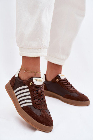 Zapatos deportivos para mujer de cuero natural y ante Big Star TT274715 color chocolate 2