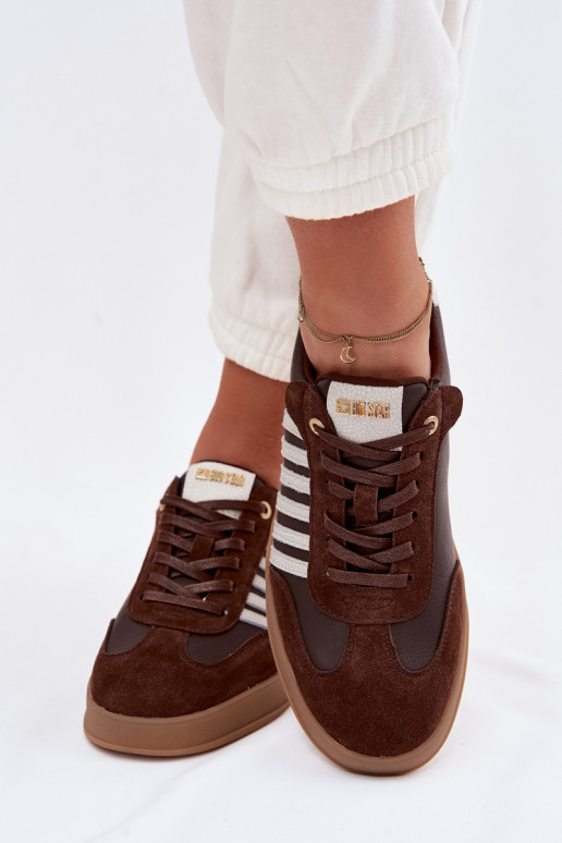Zapatillas modelo zapatos. FemeninoActivadoturalnej Skóry I de gamuzau Big Star TT274715 CzekoladoAe