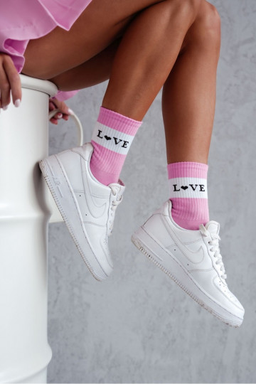 Calcetas de algodón para mujer LOVE color rosa