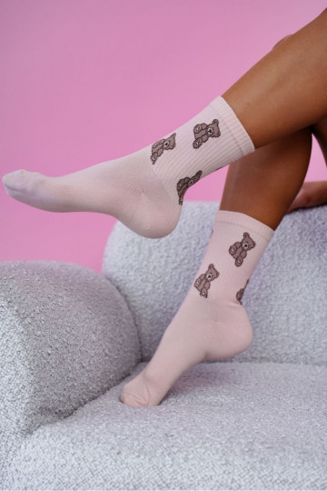 Calcetas para mujer con ositos color rosa