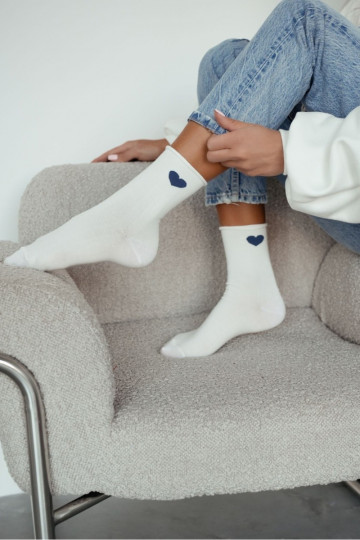 Medias Femenino color marfil Sin presiónazul oscurom con corazonesm