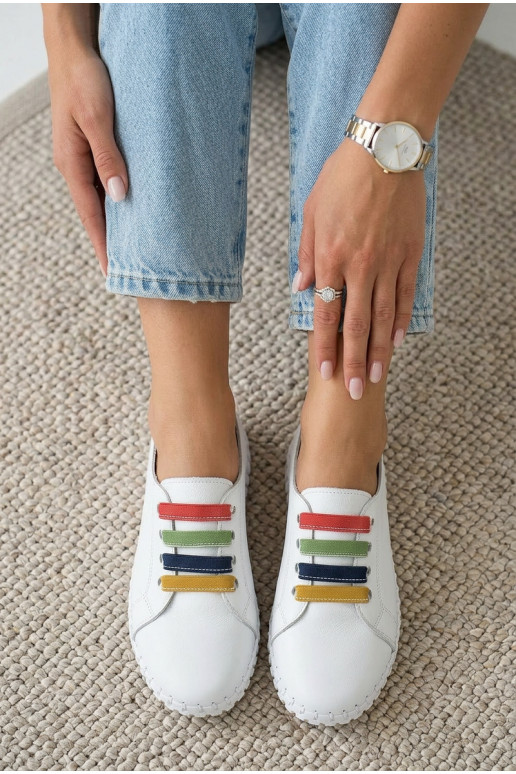 Piel zapatos Femenino Vinceza 95376 el color blanco