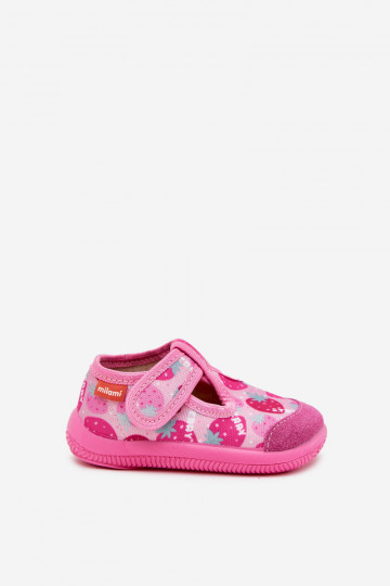 Zapatillas infantiles Milami con cierres adhesivos color rosa fresa Ambette 2