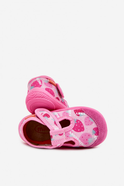 Zapatillas Milami Infantil Elastyczne con sujetadores adhesivos EN fresas color rosa Ambette