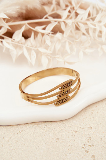 Femenino Una pulsera de acero inoxidable color dorado 2