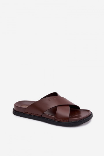 Zapatillas de cuero para hombres Big Star TT174218 color marrón oscuro