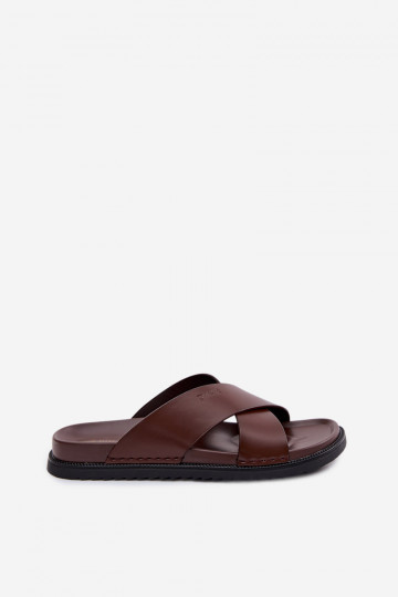 Zapatillas de cuero para hombres Big Star TT174218 color marrón oscuro 2