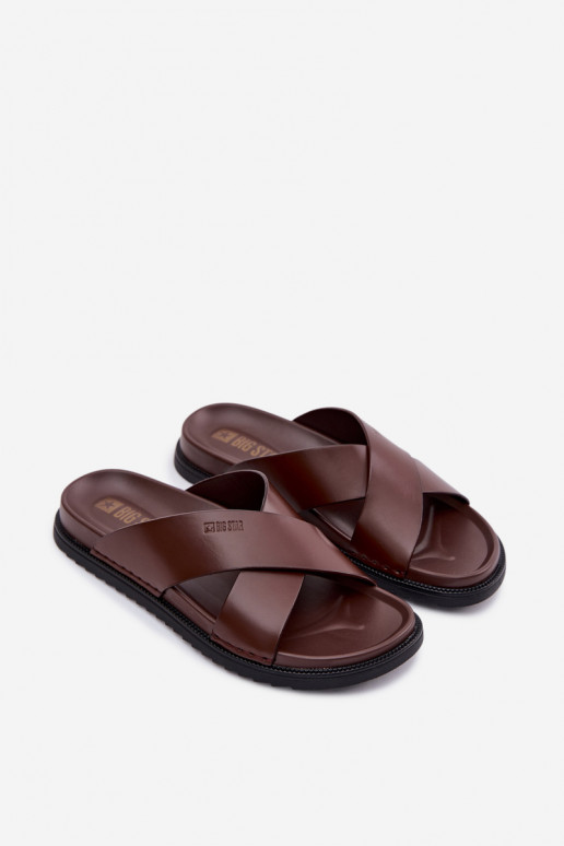 Zapatillas de cuero para los hombres Big Star TT174218 marron oscuro