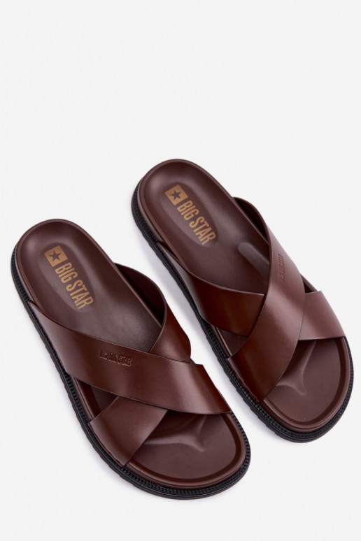 Zapatillas de cuero para los hombres Big Star TT174218 marron oscuro