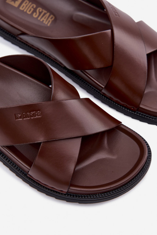 Zapatillas de cuero para los hombres Big Star TT174218 marron oscuro