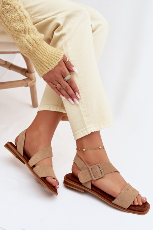 Sandalias de mujer de gamuza Big Star TT274491 beige