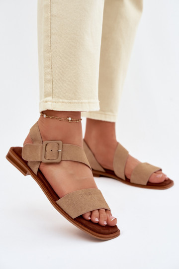 Sandalias de mujer de gamuza Big Star TT274491 beige 2