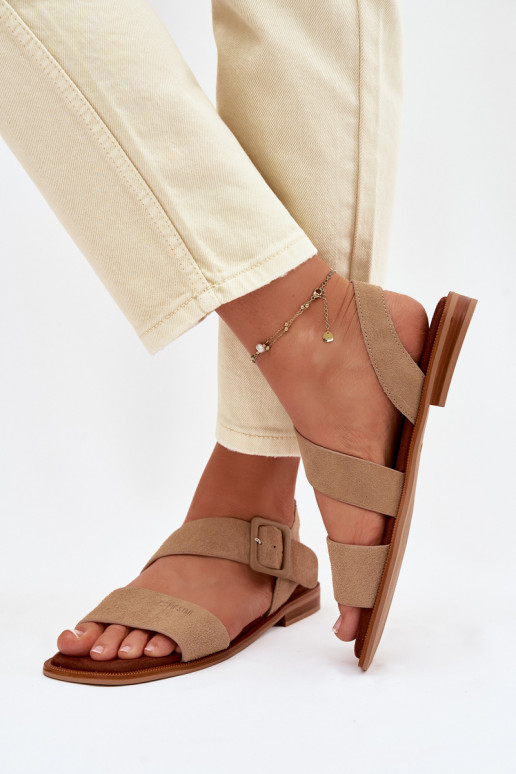 Sandalias de mujer de gamuza Big Star TT274491 beige
