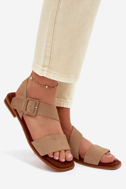 Sandalias de mujer de gamuza Big Star TT274491 beige