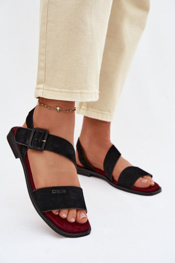 Sandalias de mujer de gamuza Big Star TT274490 de color negro