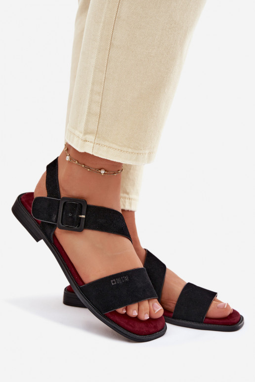 Sandalias de mujer de gamuza Big Star TT274490 de color negro