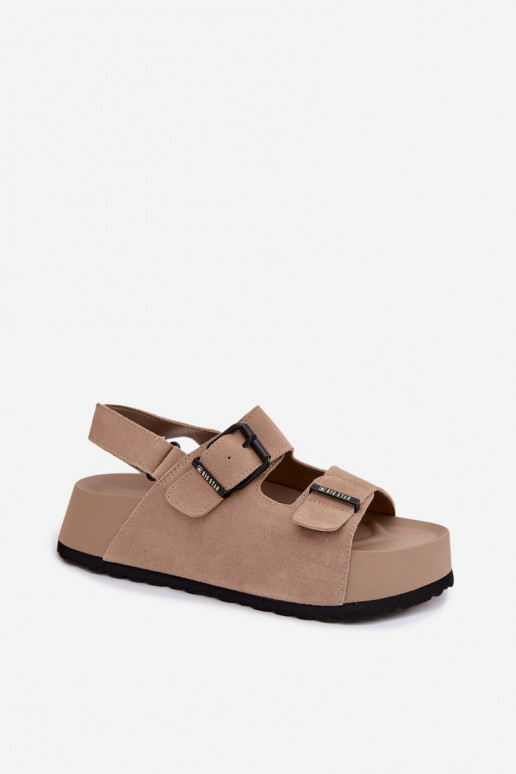 Sandalias de ante con una plataforma Big Star TT274235 beige