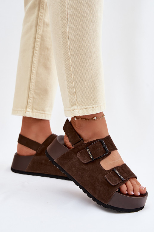 Sandalias de ante con una plataforma Big Star TT274236 CzekoladoAe