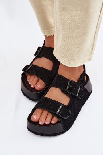 Sandalias de ante con plataforma Big Star TT274237 color negro