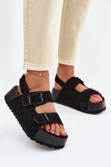 Sandalias de ante con plataforma Big Star TT274237 color negro 2