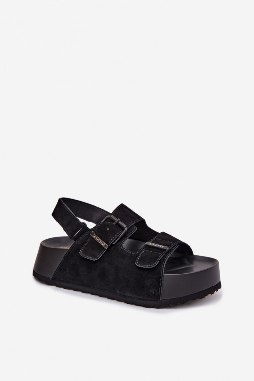 Sandalias de ante con una plataforma Big Star TT274237 de color negro