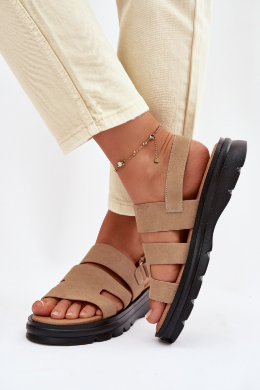 Sandalias de mujer de gamuza Big Star TT274482 beige