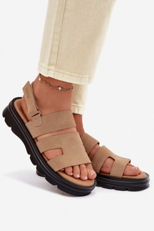 Sandalias de mujer de gamuza Big Star TT274482 beige