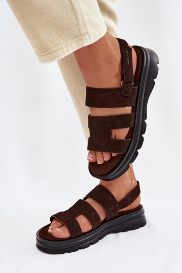 Sandalias de ante para mujer Big Star TT274483 color chocolate