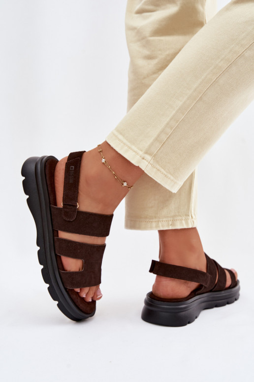 Sandalias de mujer de gamuza Big Star TT274483 CzekoladoAe