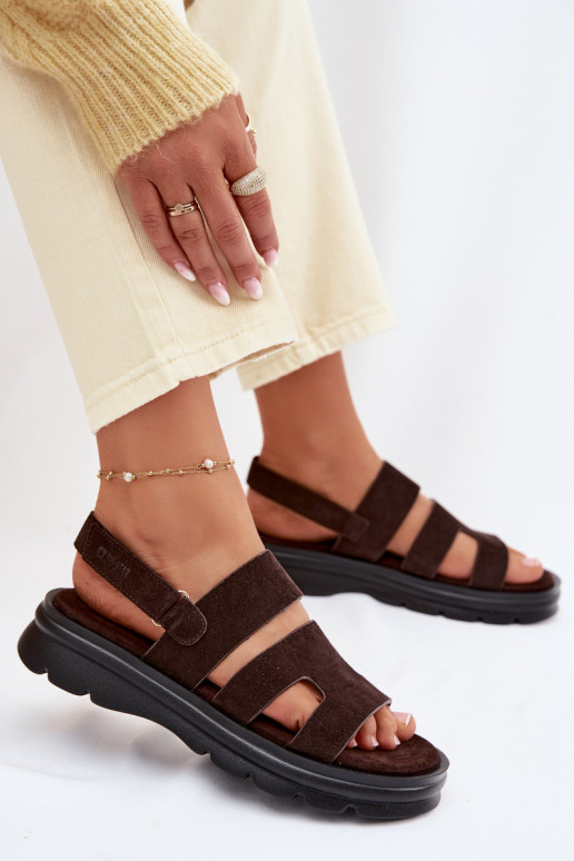 Sandalias de mujer de gamuza Big Star TT274483 CzekoladoAe