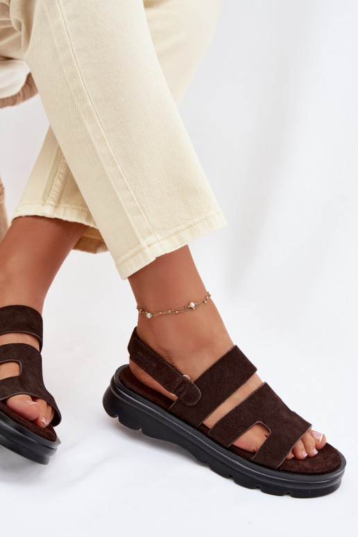 Sandalias de mujer de gamuza Big Star TT274483 CzekoladoAe