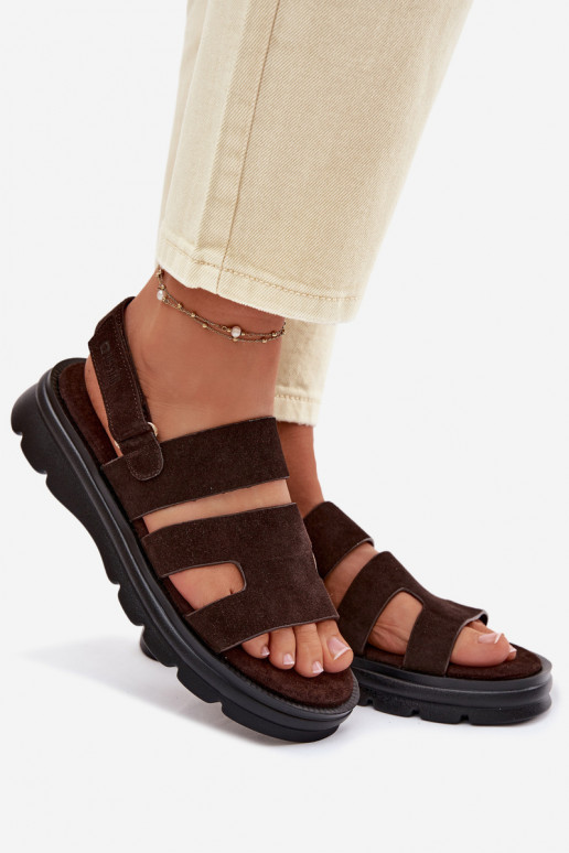 Sandalias de mujer de gamuza Big Star TT274483 CzekoladoAe