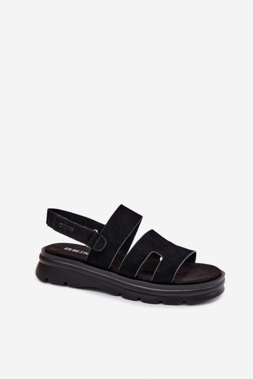 Sandalias de mujer de gamuza Big Star TT274484 de color negro