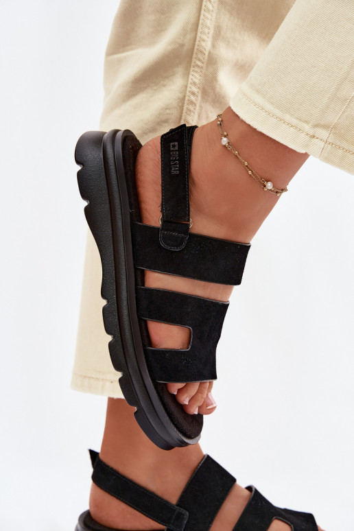 Sandalias de mujer de gamuza Big Star TT274484 de color negro