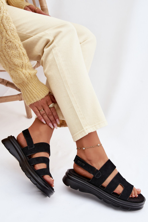 Sandalias de mujer de gamuza Big Star TT274484 de color negro