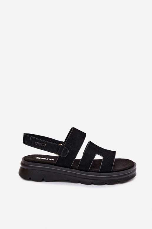 Sandalias de mujer de gamuza Big Star TT274484 de color negro