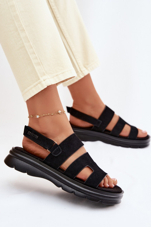 Sandalias de mujer de gamuza Big Star TT274484 de color negro