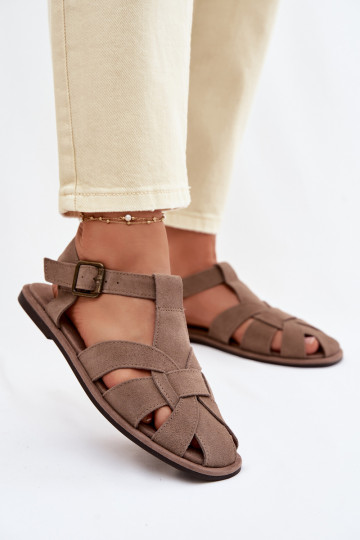 Sandalias planas para mujer.Activadoturalnego de gamuzau Big Star TT274250 beige