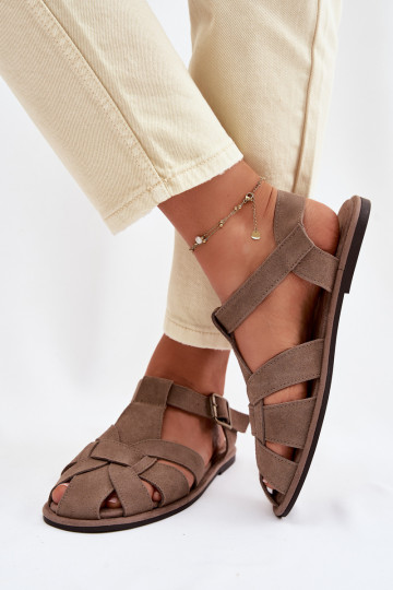 Sandalias de ante planas para mujeres Big Star TT274250 color arena 2