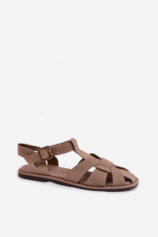 Sandalias planas para mujer.Activadoturalnego de gamuzau Big Star TT274250 beige