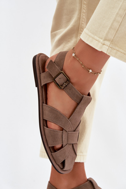 Sandalias planas para mujer.Activadoturalnego de gamuzau Big Star TT274250 beige