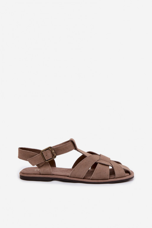 Sandalias planas para mujer.Activadoturalnego de gamuzau Big Star TT274250 beige