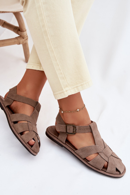 Sandalias planas para mujer.Activadoturalnego de gamuzau Big Star TT274250 beige