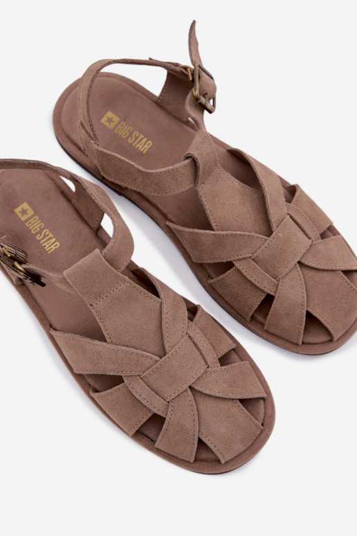 Sandalias planas para mujer.Activadoturalnego de gamuzau Big Star TT274250 beige