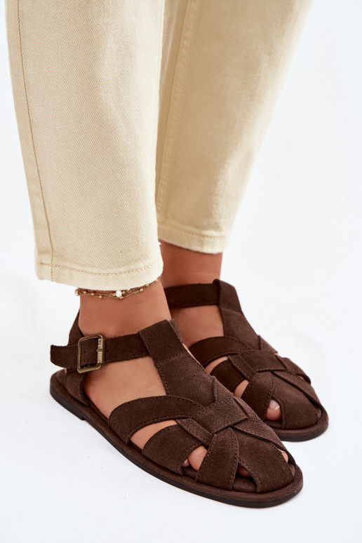 Sandalias planas para mujer.Activadoturalnego de gamuzau Big Star TT274249 CzekoladoAe