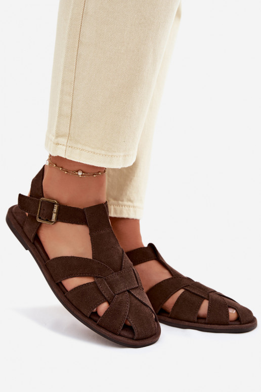 Sandalias planas para mujer.Activadoturalnego de gamuzau Big Star TT274249 CzekoladoAe