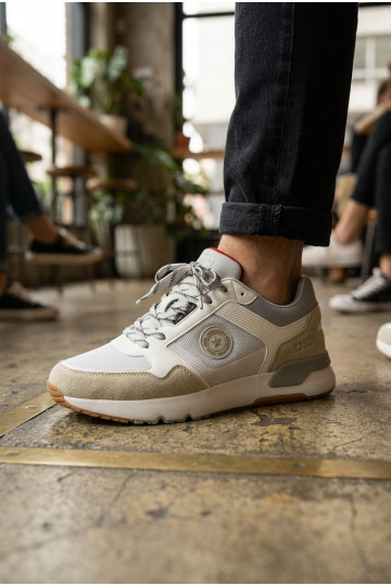 Zapatillas deportivas blancas y azules para hombres